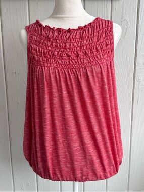Max Studio Raspberry Smocked Neck Sleeveless Tank
